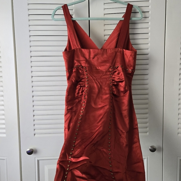 BCBGMAXAZRIA Silk Dress Brownred Size M #031 - Picture 6 of 11